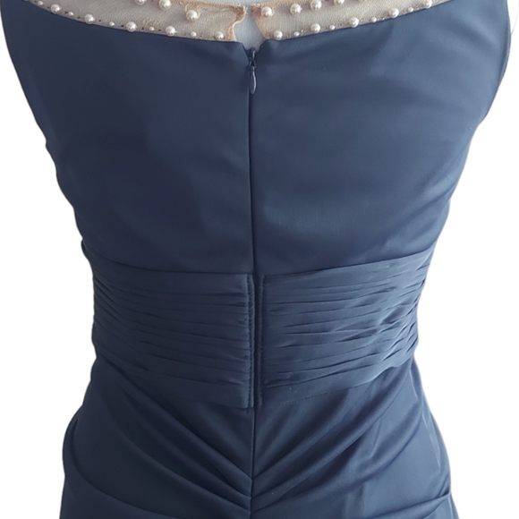 Adrianna Papell Dress UK Size 12 Evening Gown Grecian Mermaid Style Dark Teal - Picture 10 of 11